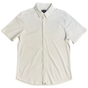 Born Primitive Network Short Sleeve Shirt Button Front CrossFit White Men Large